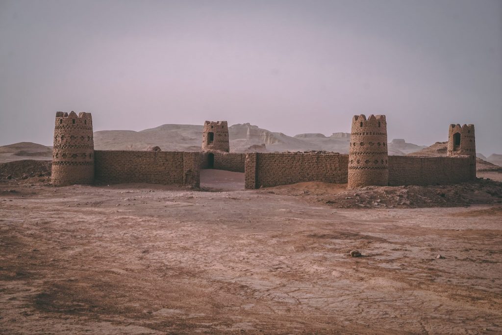 ruins in Iran sand castle mud brick fortress kalut Iran