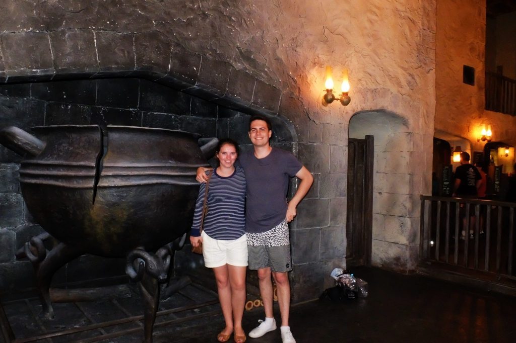 Review Of Diagon Alley / Wizarding World in Orlando Florida - The Leaky Cauldron Pub (it is very chilly in there after the Orlando sunshine)