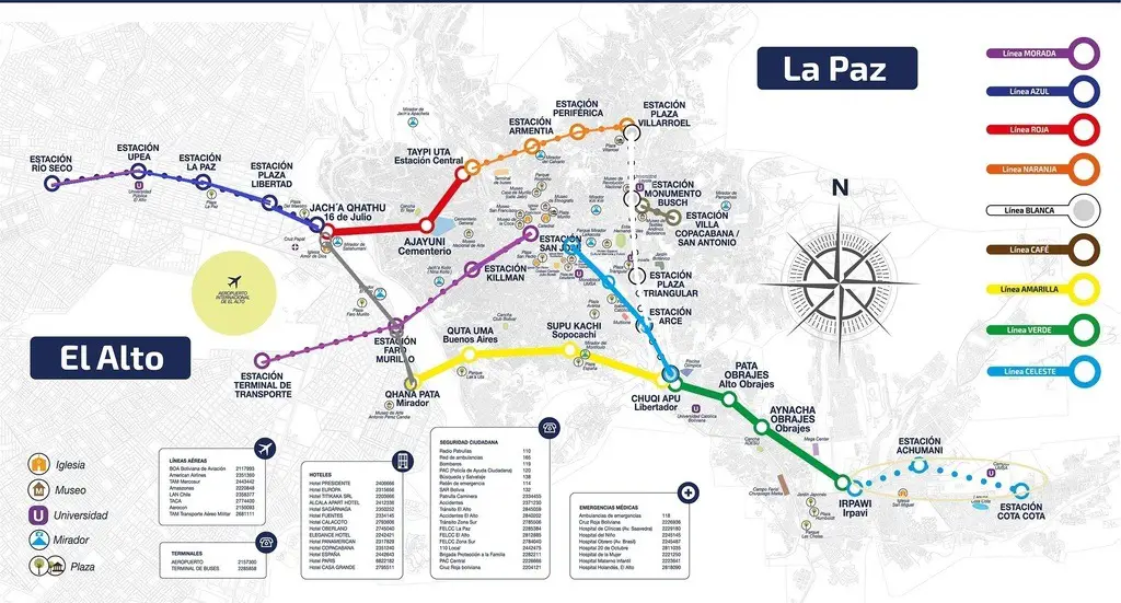 la paz cable car map