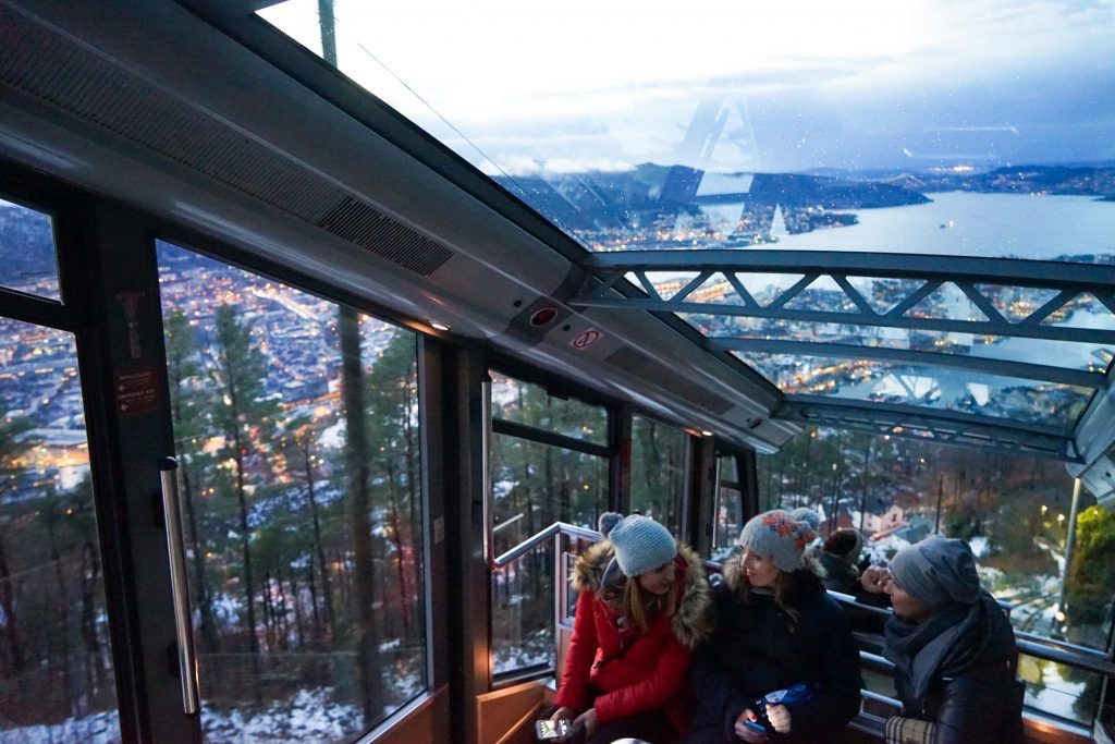 People On Fløibanen Funicular bergen sightseeing