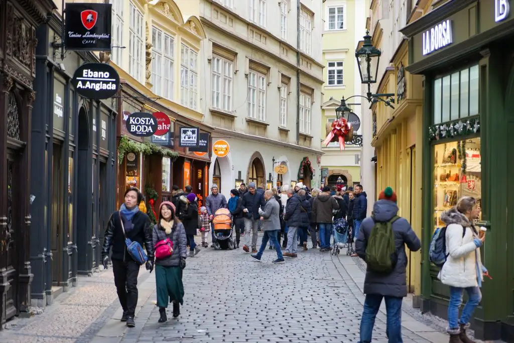 visiting prague in december - shopping in prague city centre