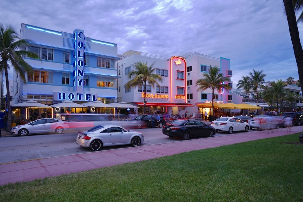 Famous Landmarks of Florida - Ocean Drive Art Deco Buildings Of South Beach