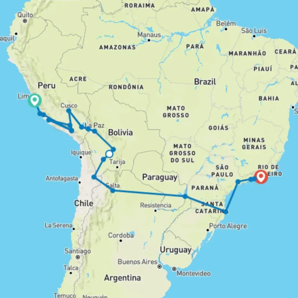 Lima to Rio de Janeiro (Chile and Argentina) Travel Pass - best Bamba tours in South America