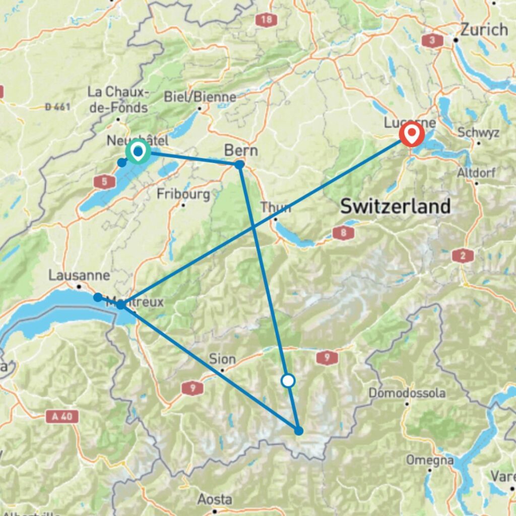 Switzerland Hidden Trails & Majestic Peaks (Neuchatel to Lucerne) (Standard) (9 destinations) Collette - best tour operators in Switzerland