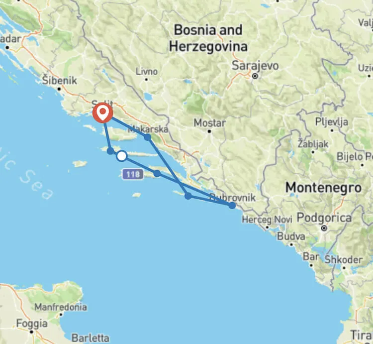 best topdeck tours - Sail & Swim: Croatia (Plus) Route